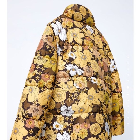 ZARA Floral Puffer Jacket 2 in One Detachable Sleeves (New with Tags) - Picture 2 of 4